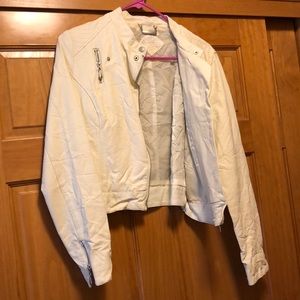 White pleather coat